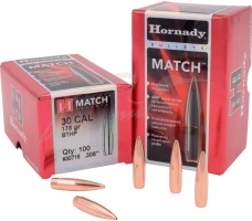 Пуля Hornady BTHP Match .30 масса 11,53 г/ 178 гр
