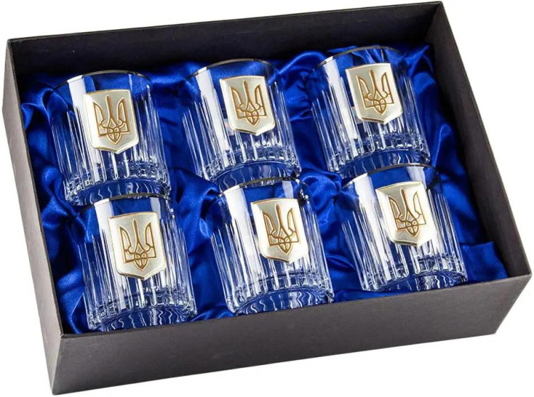 Подарунковий набір склянок для віскі Boss Crystal "Тризуб" із золотими