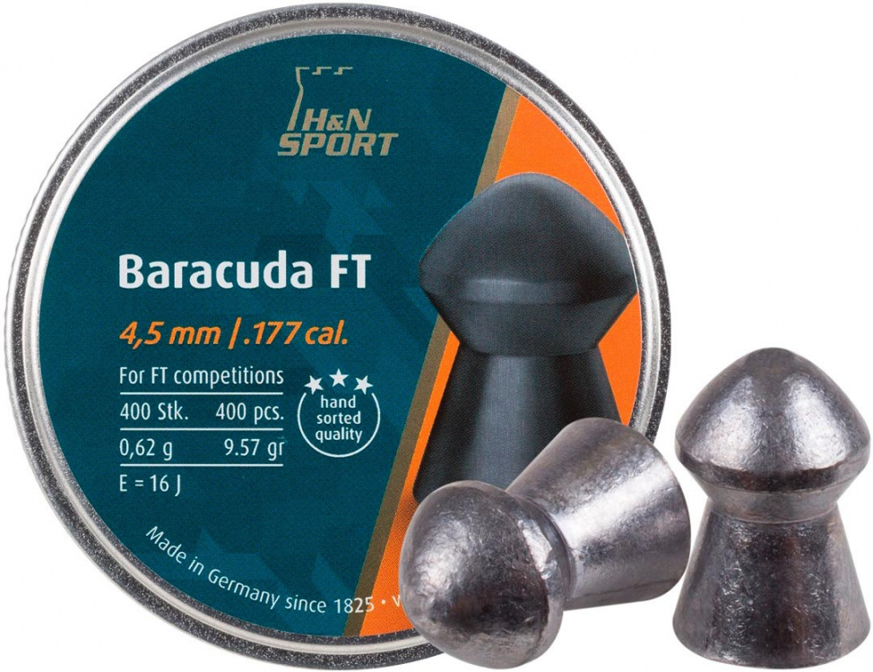 Кулі пневматичні H&amp;N Baracuda FT. Кал. 4.51 мм. Вага - 0,62 р. 400 шт/уп