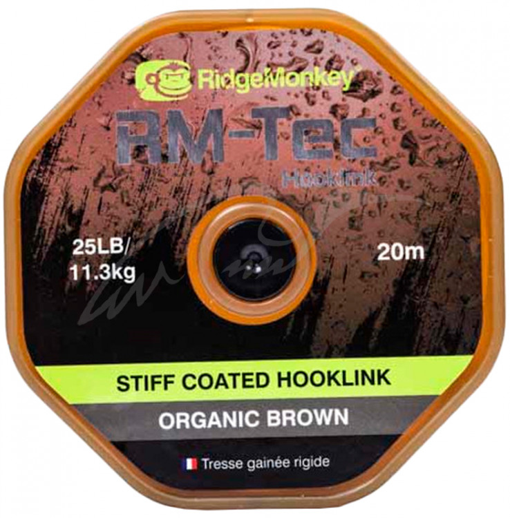 Поводковый материал RidgeMonkey RM-Tec Stiff Coated Hooklink Organic Brown 25lb 20м