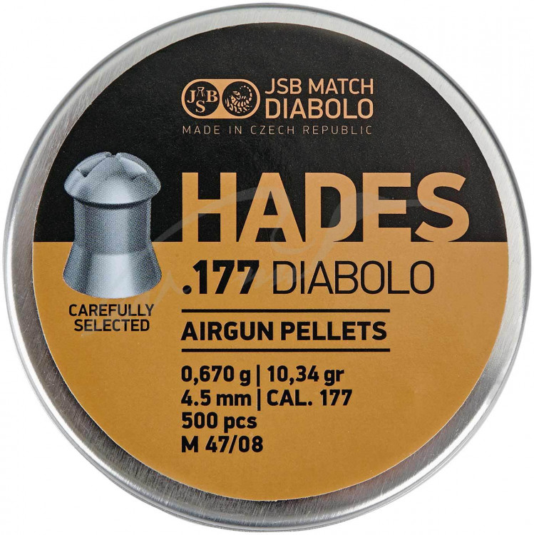 Пули пневматичсекие JSB Diabolo Hades. Кал - 4.5 мм. Вес - 0.670 г. 500 шт/уп