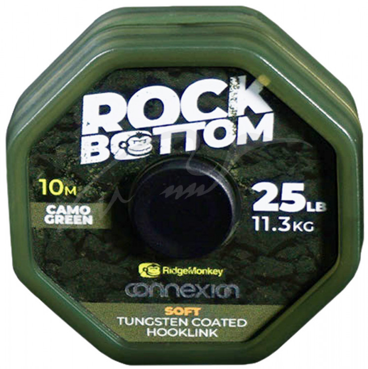 Повідковий матеріал RidgeMonkey Rock Bottom Tungsten Coated Soft 10m 25lb/11.3kg к:camo green Повідковий матеріал RidgeMonkey Rock Bottom Tungsten Coated Soft 10m 25lb/11.3kg к:camo green