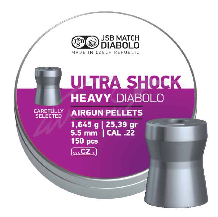 Кулі пневматичні JSB Heavy Ultra Shock. Кал. 5.5 мм. Вага - 1.64 г. 150 шт/уп