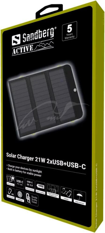 Солнечная панель Sandberg Solar Charger 21W 2xUSB+USB-C