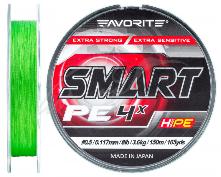 Шнур Favorite Smart PE 4x 150м (салат.) #0.5/0.117мм 3.6кг