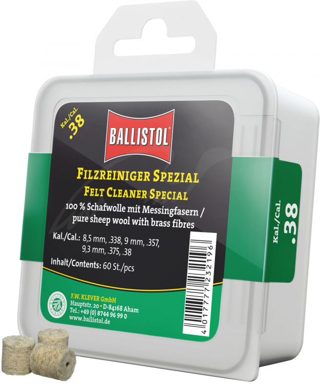 Патч для чистки Ballistol войлочный специальный для кал. 9 мм. 60шт/уп