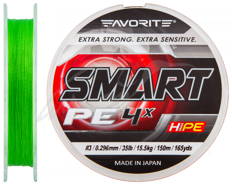 Шнур Favorite Smart PE 4x 150м (салат.) #3.0/0.296мм 15.5кг