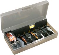Коробка пластмассовая MTM Broadhead Accessory для 6 наконечников стрел и прочих комплектующих. Размеры – 11,5х21х5 см. Цвет – серый.