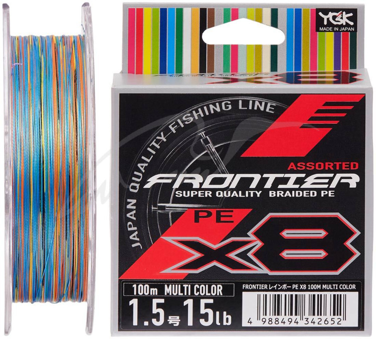 Шнур YGK Frontier X8 100m (мультіколор) #1.2/0.185mm 12lb/5.4kg