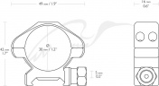 Крепление-кольца Hawke Precision Steel 30 мм 42 mm.