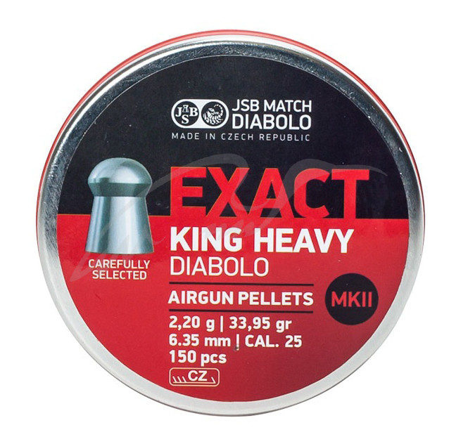 Кулі пневматичні JSB King Heavy MKII. Кал. 6.35 мм. Вага - 2.2 г. 150 шт/уп