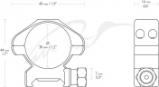 Кільця Hawke Precision Steel. d - 30 мм. Medium. Weaver/Picatinny