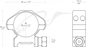 Крепление-кольца Hawke Precision Steel 30 мм 44 mm.