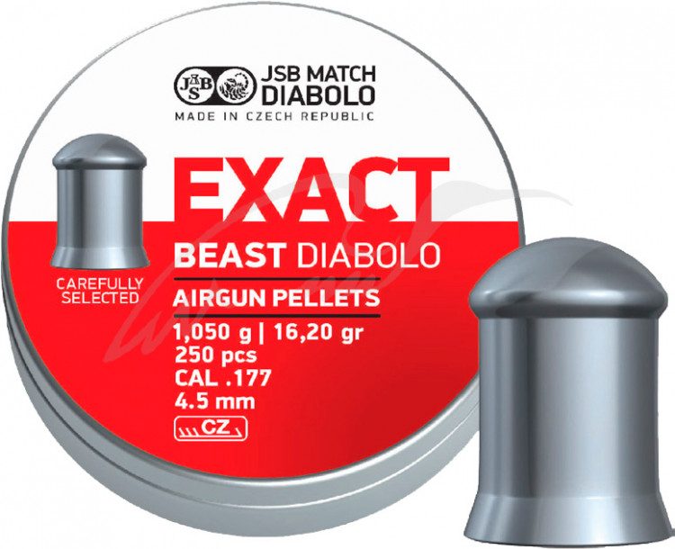 Пули пневматические JSB Diablo Exact Beast. Кал. - 4.52 мм. Вес - 1.05 гр. 250 шт/уп