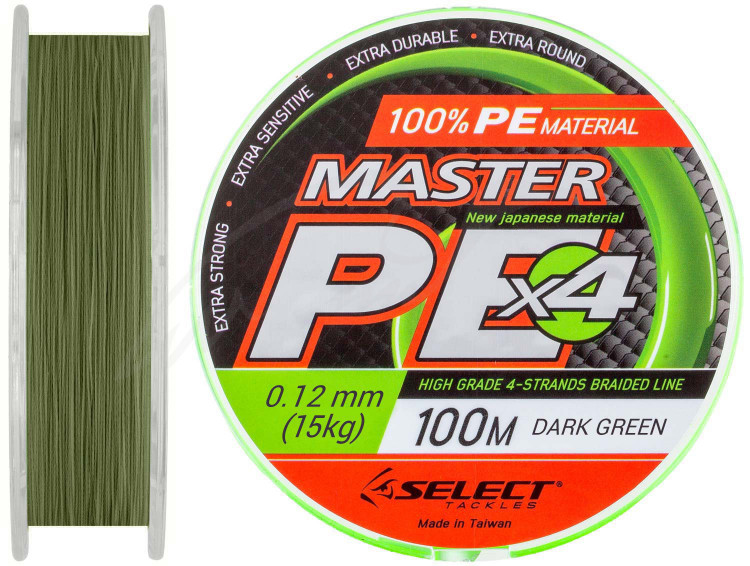 Шнур Select Master PE 100m (темн.-зел.) 0.12mm 15kg