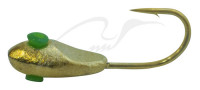 Мормышка вольфрамовая Shark Уплощенная овсинка с лыской 0,2г диам. 2,5 мм крючок D18 ц:золото