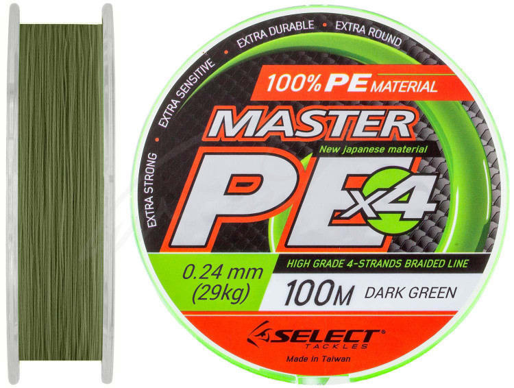 Шнур Select Master PE 100m (темн.-зел.) 0.24mm 29kg