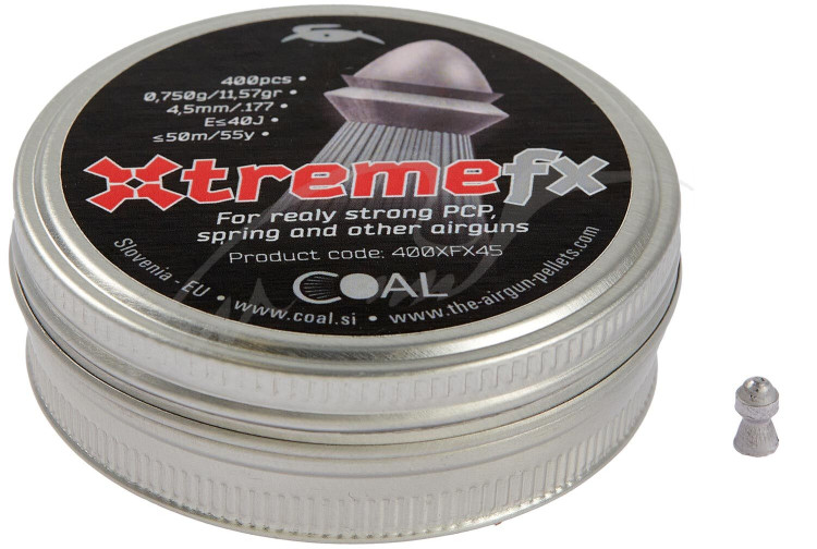 Кулі пневматичні Coal Xtreme FX. Кал. 4.5 мм. Вага - 0.75 г. 400 шт/уп