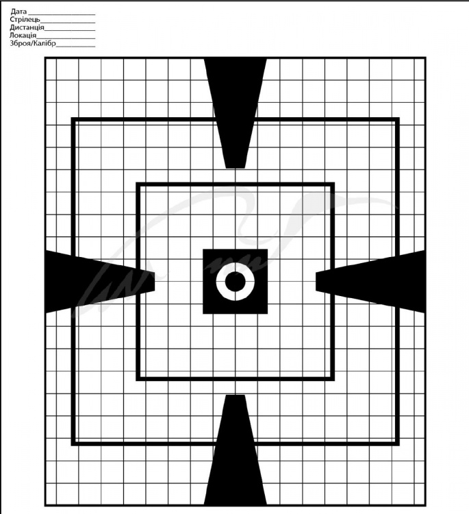 Мішень пристрілювальна на 100 м крок 0.1 MRAD
