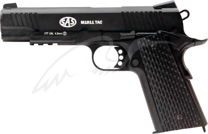 Пистолет пневматический SAS (M1911 Tactical) Blowback. Корпус - металл