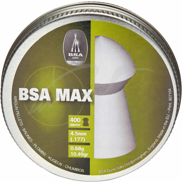 Пули пневматические BSA Max. Кал. - 4.5 мм. Вес - 0.68 г. 400 шт/уп