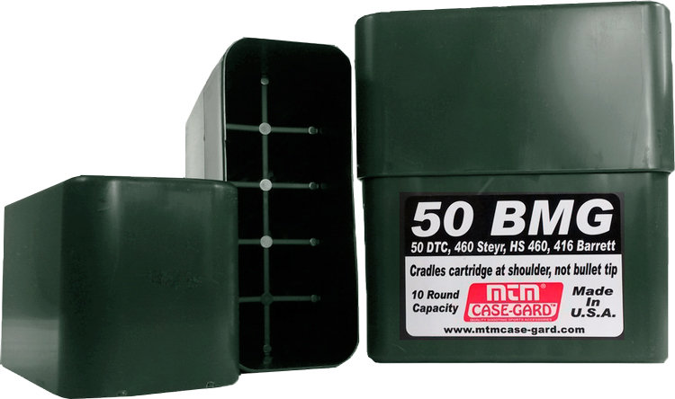 Коробка MTM 50 BMG Slip-Top на 10 патронов кал. 50 BMG. Цвет - темно-зеленый