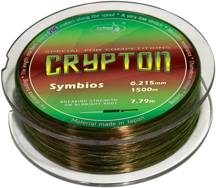 Волосінь Katran Crypton Symbios 1500m (neon/brown) 0.215mm 7.79lb/3.53kg