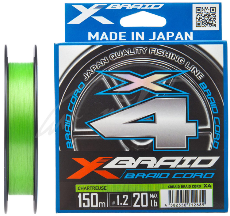 Шнур YGK X-Braid Braid Cord X4 150m #1.0/0.165mm 18lb/8.1kg
