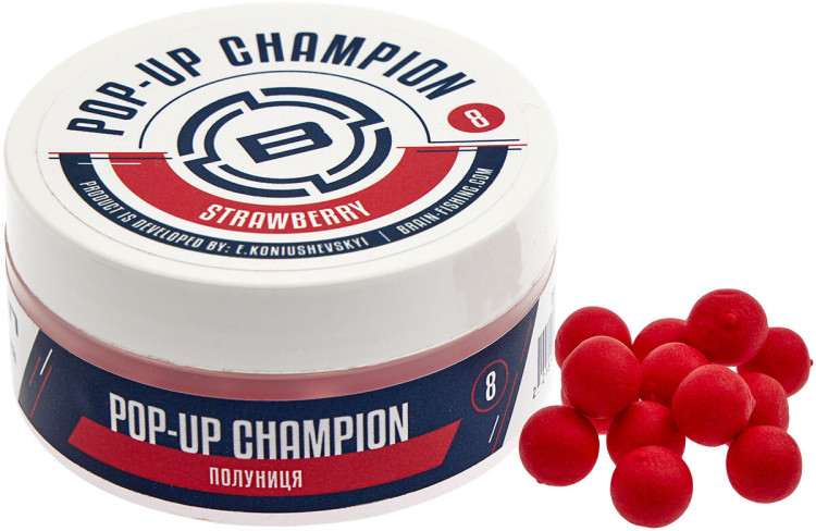 Бойлы Brain Champion Pop-Up Strawberry (клубника) 10mm 34g