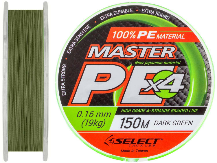 Шнур Select Master PE 150m (темн.-зел.) 0.16mm 19kg
