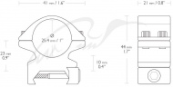 Кільця Hawke Match Mount. d - 25.4 мм. Medium. Weaver/Picatinny