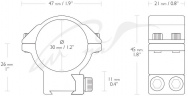 Кільця Hawke Match Mount. d - 30 мм. Medium. 