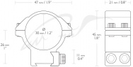 Кольца Hawke Match Mount (средние). Диаметр - 30 мм. На планку 9-11мм