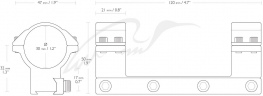 Крепление Hawke моноблок Match Mount. Диаметр - 30 мм (высокое). На планку 9-11 мм