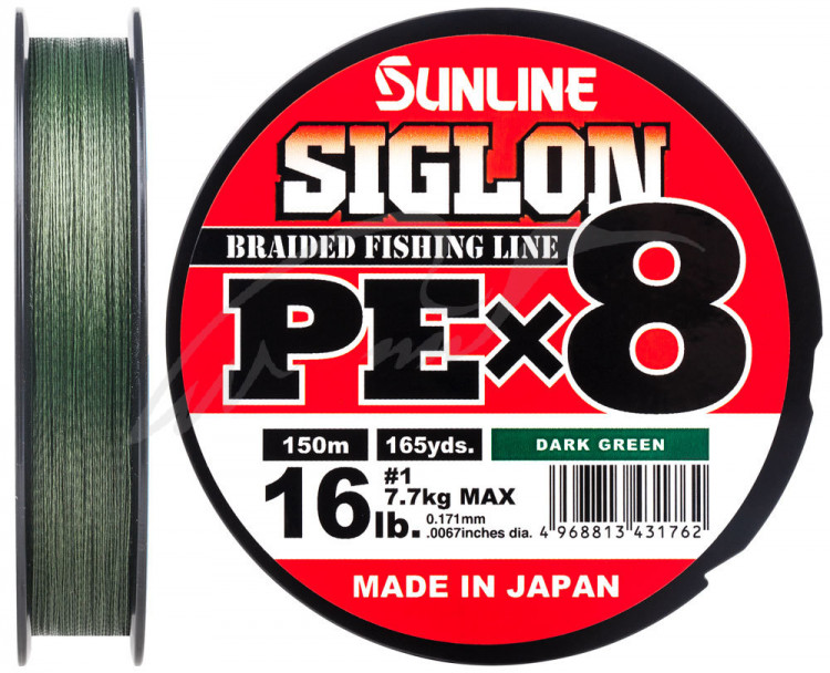 Шнур Sunline Siglon PE х8 300m (темн-зел.) #2.0/0.242mm 35lb/15.5kg