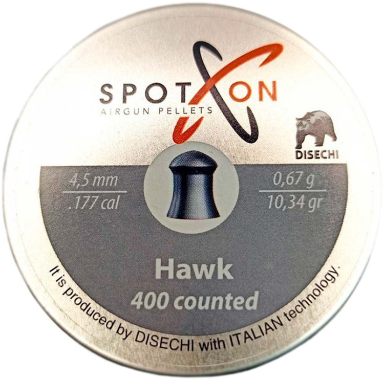 Пули пневматические Spoton Hawk кал. 4,5 мм. Вес - 0,67 г. 400 шт/уп