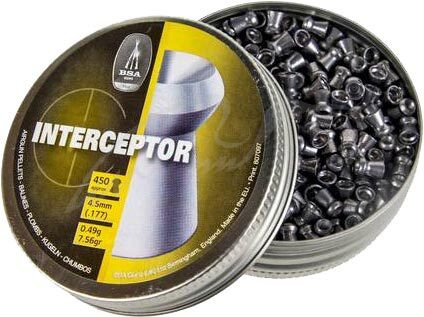 Кулі пневматичні BSA Interceptor. Кал. 4.5 мм. вага - 0.49 г. 450 шт/уп