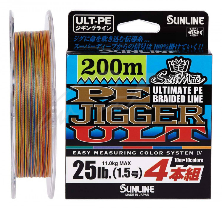Шнур Sunline PE-Jigger ULT 200m (multicolor) #2.0/0.235mm 35lb/15.5kg