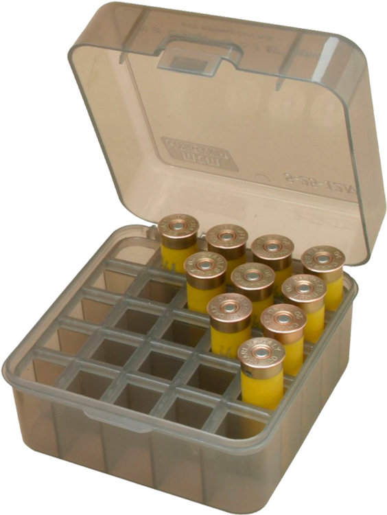 Коробка MTM Dual Gauge Shotshell Case універсальна на 25 патронів 12/16/20 кал. Колір – димчастий