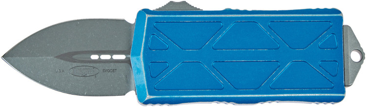Нож Microtech Exocet Double Edge Stonewash. Distressed blue