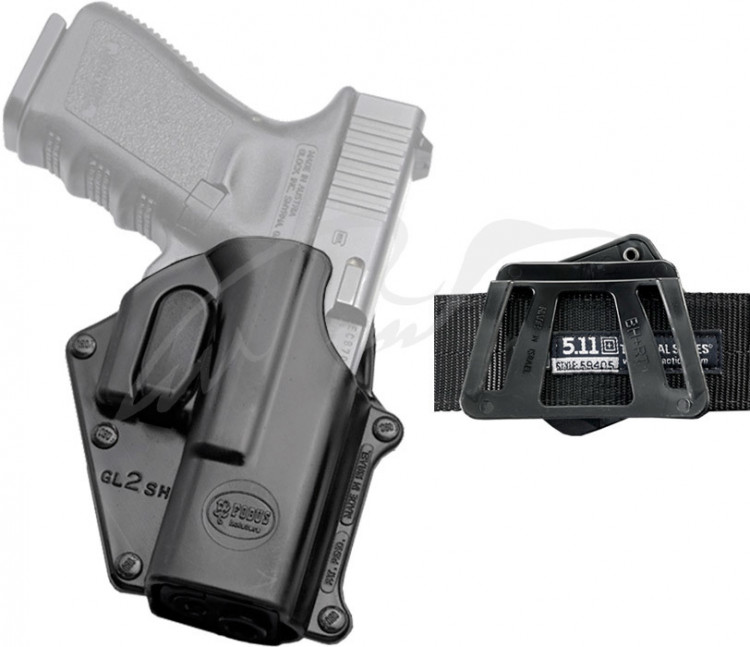 Кобура Fobus для Glock 17/19 поворотная с креплением на ремень/кнопкой фиксации скобы спускового крючка
