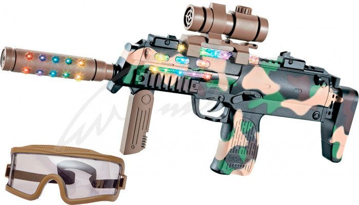 Автомат світло-звуковий ZIPP Toys HK MP7 в наборі з окулярами. Колір - камуфляж/коричневий