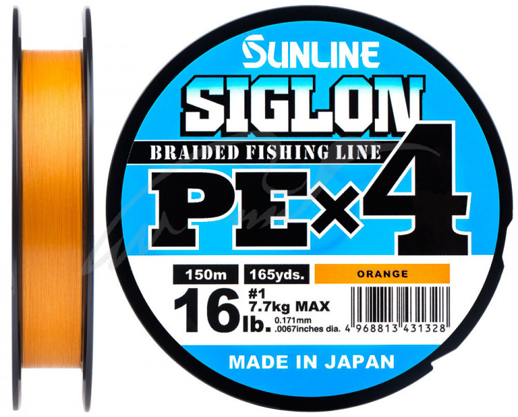 Шнур Sunline Siglon PE х4 150m (оранж.) #1.0/0.171mm 16lb/7.7kg