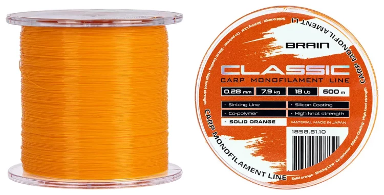 Леска Brain Classic Carp Line (solid orange) 600m 0.28mm 18lb 7.9kg Леска Brain Classic Carp Line (solid orange) 600m 0.28mm 18lb 7.9kg