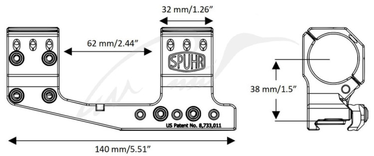 Моноблок Spuhr SP-3022C с выносом. d - 30 мм. High. Picatinny