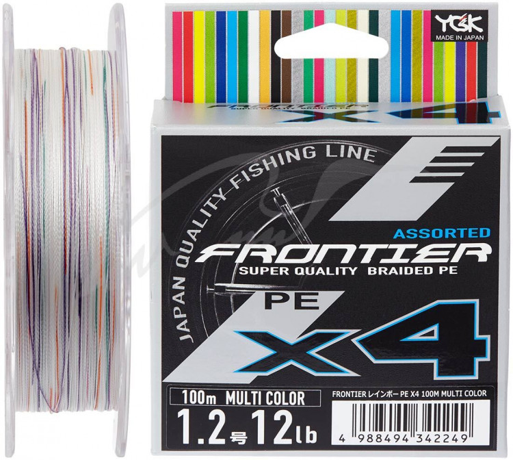 Шнур YGK Frontier X4 100m (мультиколор) #1.5/0.205mm 15lb/6.8kg