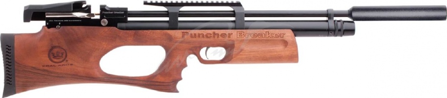 Винтовка пневматическая Kral Puncher Breaker PCP Wood 4,5 мм с глушителем. Цвет - коричневый