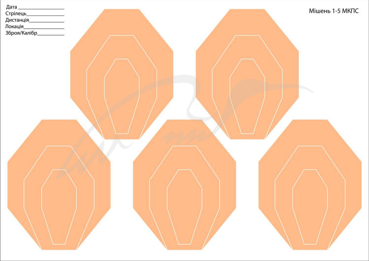 Мишень МКПС (IPSC) 1-5 на листе