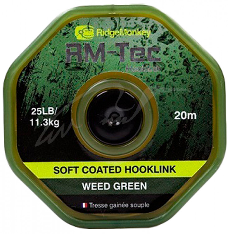 Повідковий матеріал RidgeMonkey RM-Tec Soft Coated Hooklink Weed Green 25lb 20м