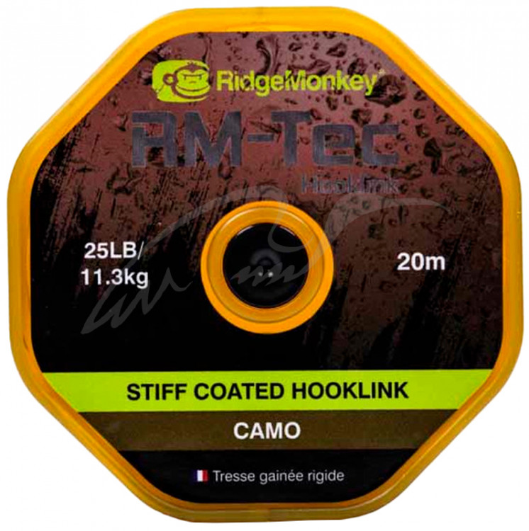 Поводковый материал RidgeMonkey RM-Tec Stiff Coated Hooklink Camo 25lb 20м